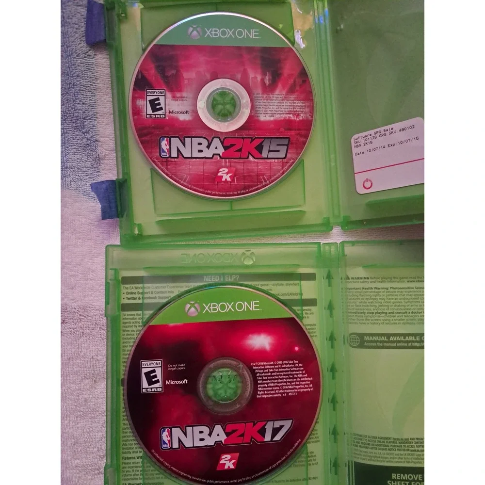 Xbox One NBA 2K15‎ and NBA 2K17 Basketball Game Bundle Discs Only Case Wear